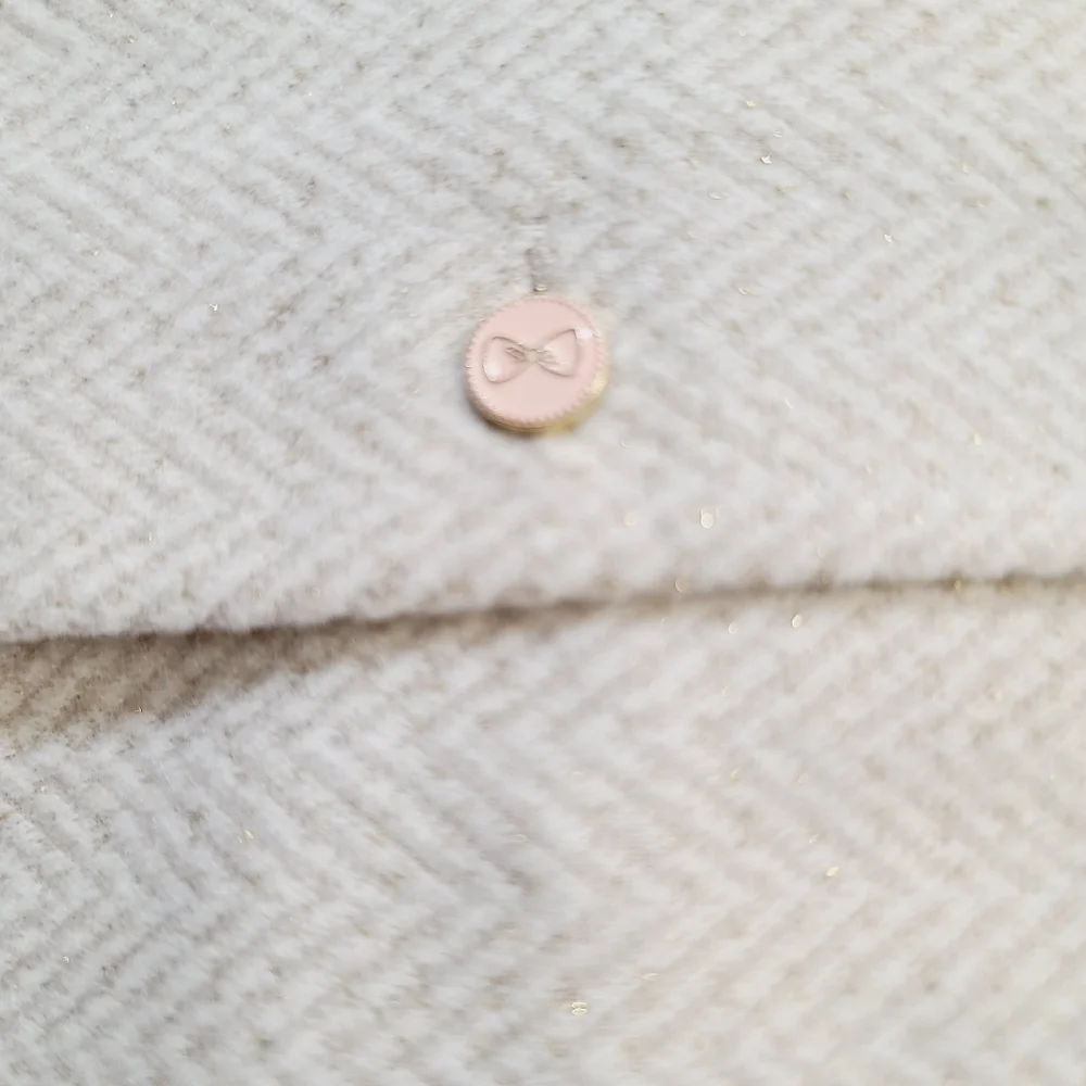 Tahari Beige Neutral Herringbone Bow Couture Baby Dress 3-6 Months